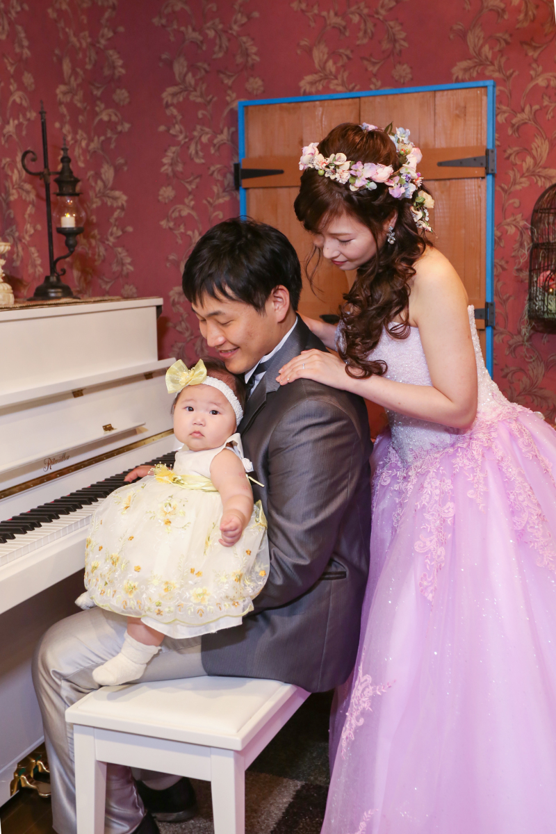 親子三人でピアノレッスン