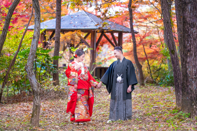 平日特別【和装1着】プラン[400坪森のガーデン]着付け師付き添いの撮影、美肌体型補正修整写真データ25カット付