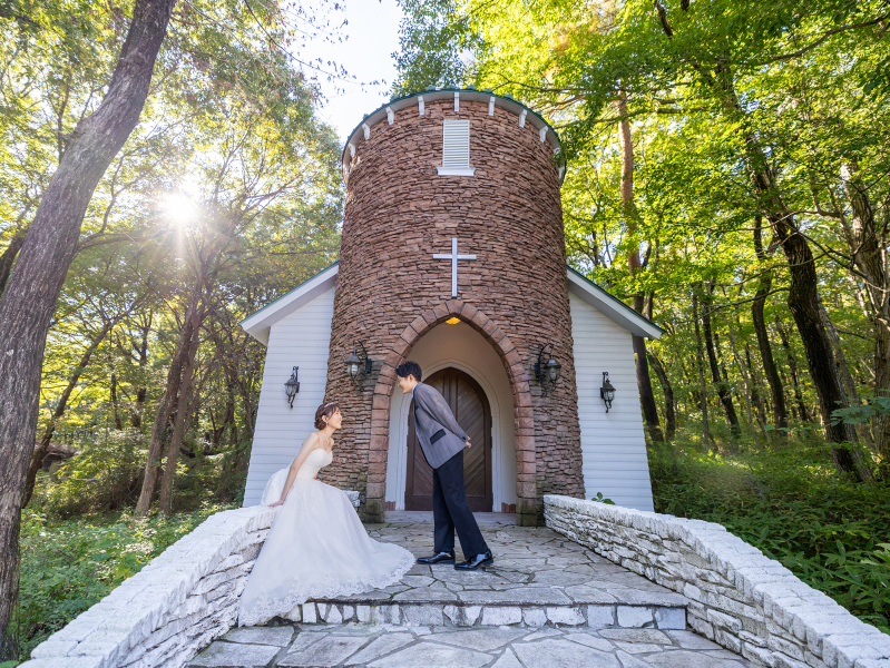 <2026年2月までの撮影>選べる貸切チャペル【那須高原の大聖堂】or【森のぬくもりチャペル】*納品全データ美肌小顔補整つき
