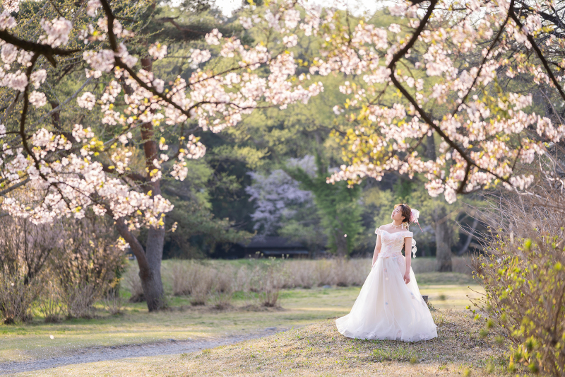 【洋装1着】で河川や季節の花々を楽しむ、自然豊かな［河畔公園］ロケーションプラン