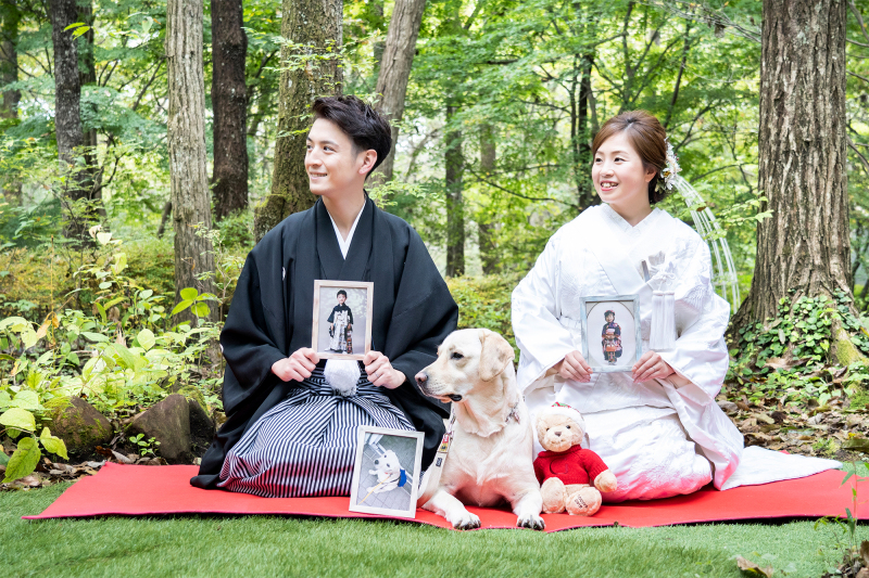 ペットちゃんと♡お好きな場所［2か所］で【和洋装２着】美肌修整写真データ80カットつき