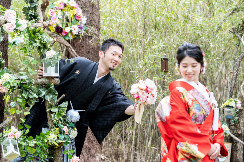 平日特別【和装1着】プラン[400坪森のガーデン]着付け師付き添いの撮影、美肌体型補正修整写真データ25カット付