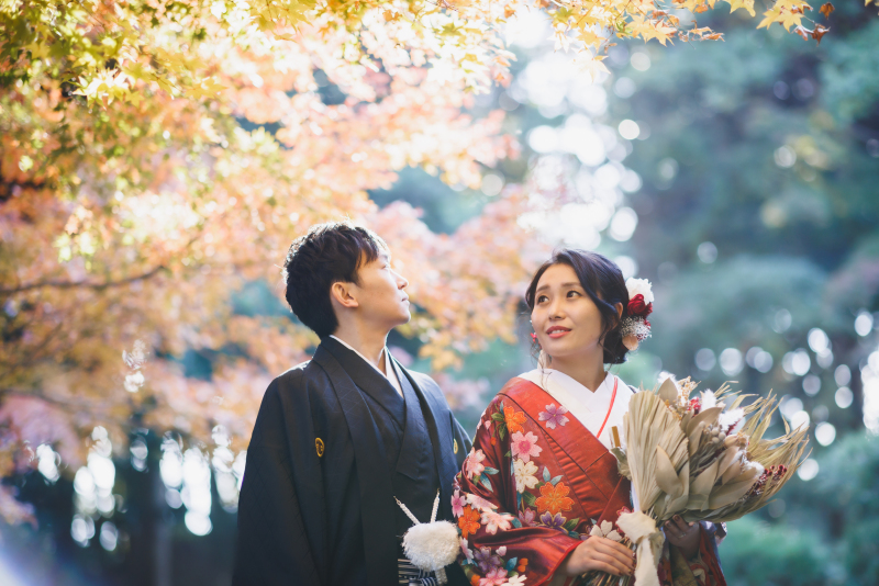 秋の紅葉フォトウェディング