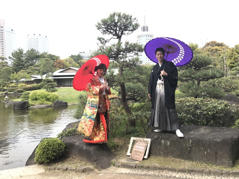 庭園でのロケ撮影