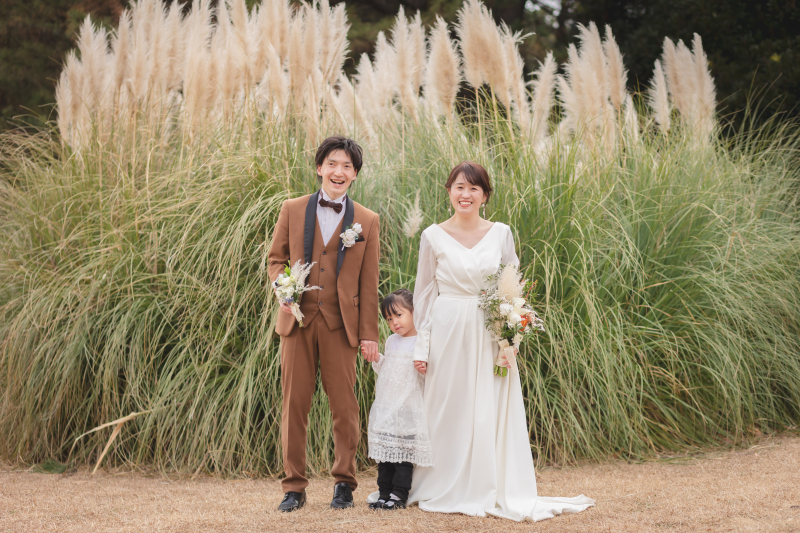 ブーケとお揃いのパンパスグラス