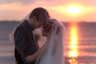 夕日の中のお2人