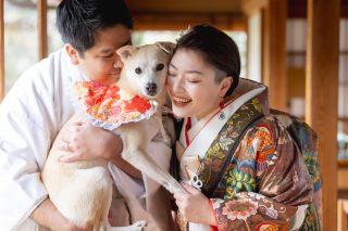 和装撮影も愛犬と一緒に♡