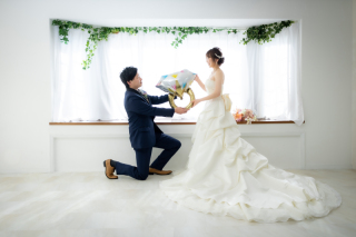 わんちゃんと洋装×和装スタジオ撮影