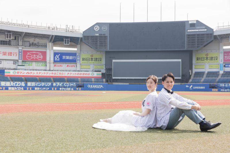 野球好きさん必見!ZOZOマリンスタジアムでフォトウエディング・衣装のランクアップなし◎
