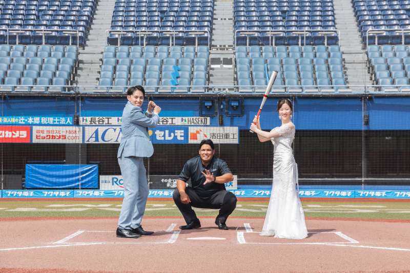 野球好きさん必見!ZOZOマリンスタジアムでフォトウエディング・衣装のランクアップなし◎