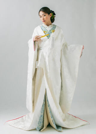 色掛下 菊小紋 ｸﾘｰﾑ青 