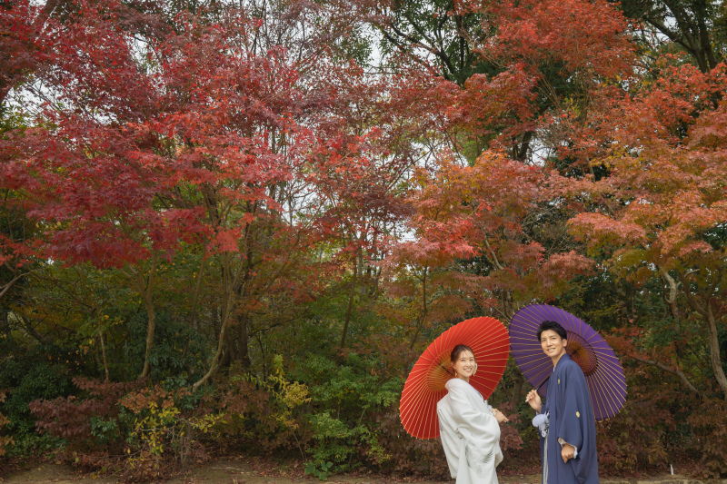 和傘を使って和らしさを!