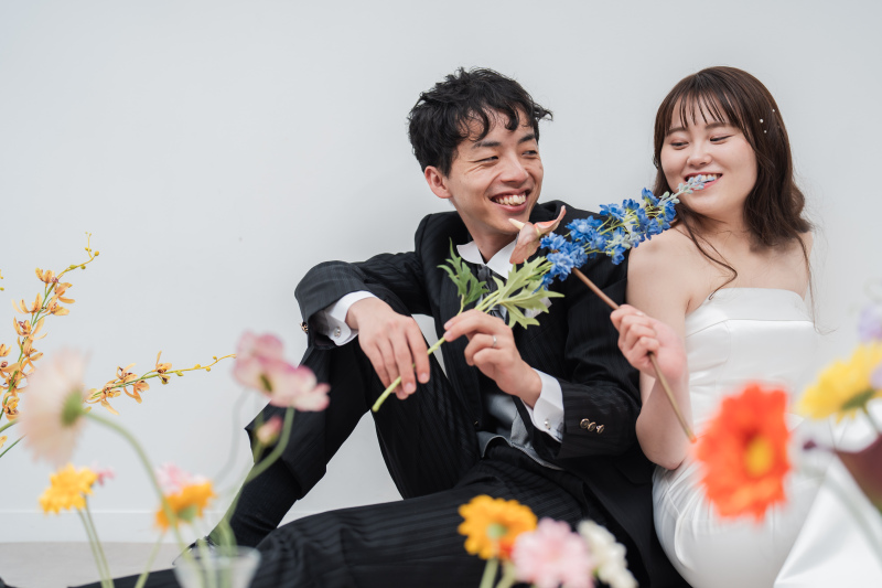 お花に囲まれて