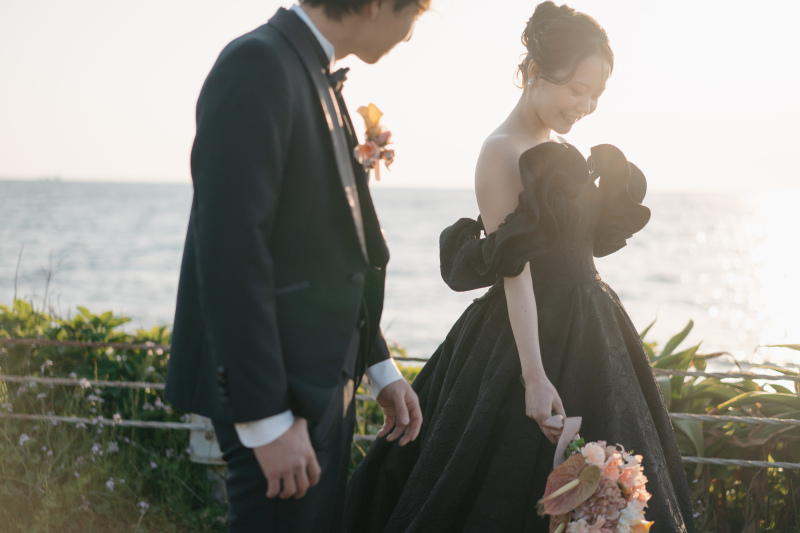 夕日に照らされて。