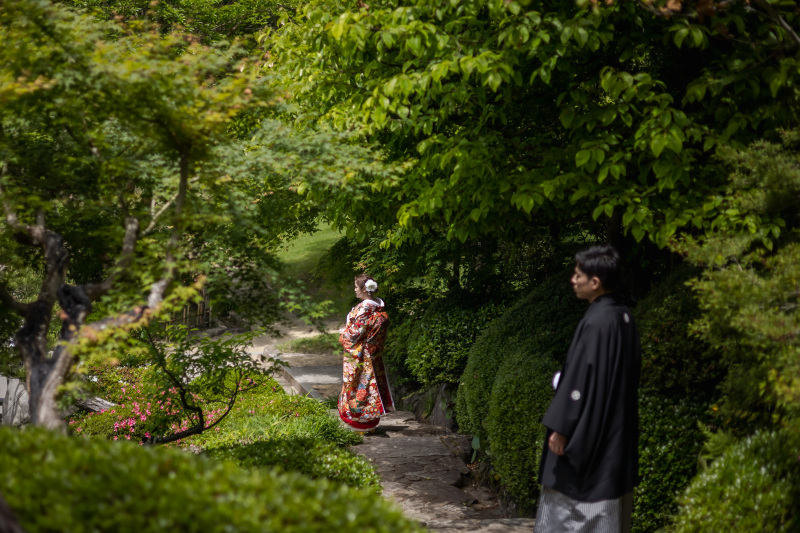 色打掛けで撮影スタート