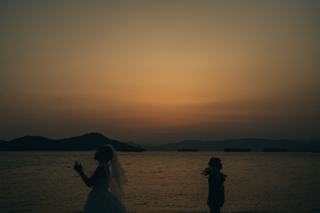 夕暮れ時のシルエット。