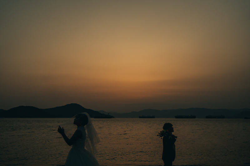 夕暮れ時のシルエット。