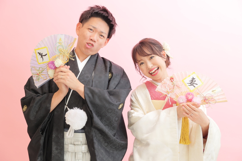 夫婦扇子でパシャリ!