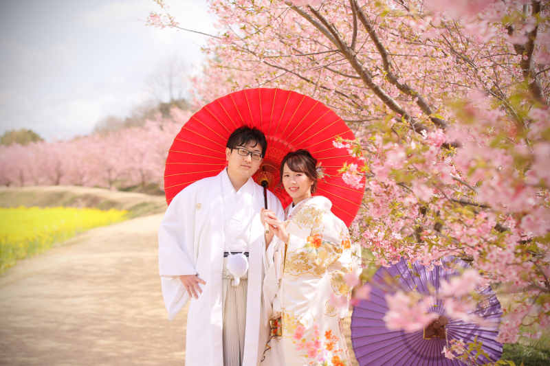 早咲きの河津桜は春挙式のディスプレーにぴったり
