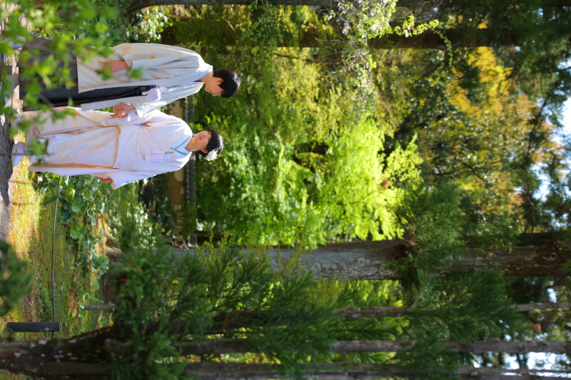 沢山の木々の隙間から当たる光を使ってあたたかみのある撮影を心掛けました。お衣裳の色から表情、さりげないふとした瞬間と意識をしている部分は多いですが、作りこみすぎていないようなお写真に。