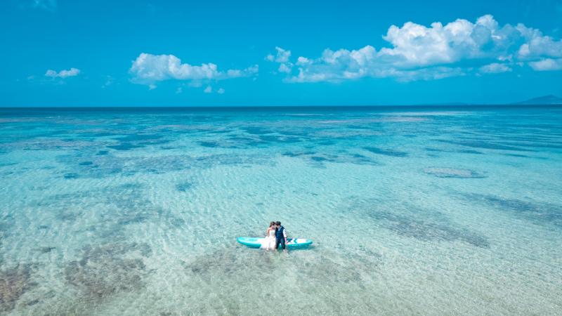 【SUP✕ドローン】沖縄ならではの組み合わせ！アクティブセットB《ビーチ+SUP+ドローン空撮》プラン☆