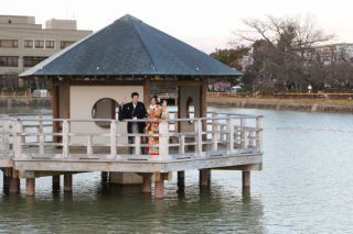 京都長岡京のお池で撮影