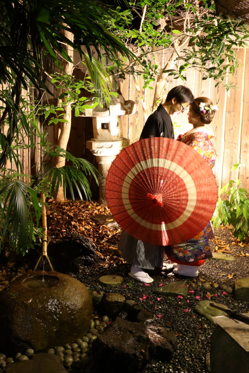 町家スタジオでの坪庭撮影