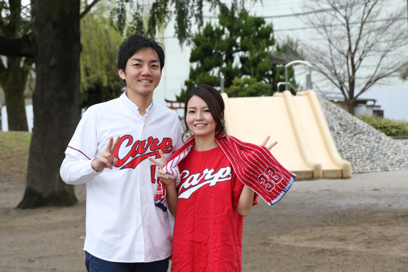 大好きな広島カープ姿で!