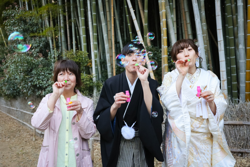 嵐山、親子でシャボン玉！（笑）