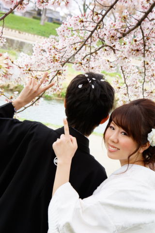 頭の上で桜吹雪！