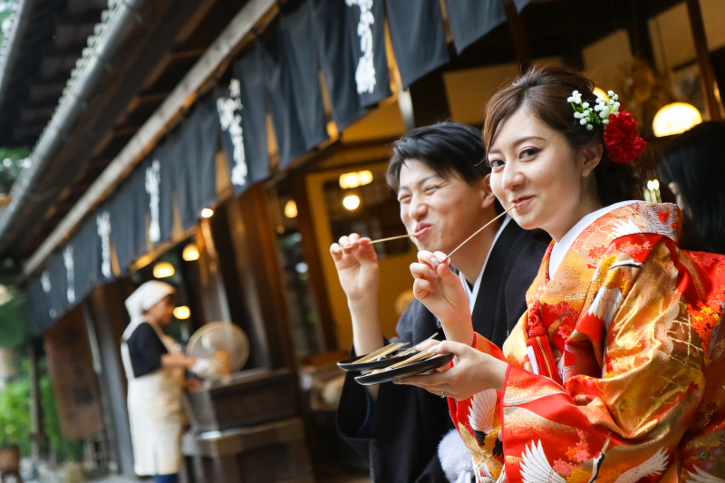 【衣裳アップ料金なし！】あぶり餅を食べる半日プラン！あぶり餅二人分サービス！写真・体験重視派は必見！