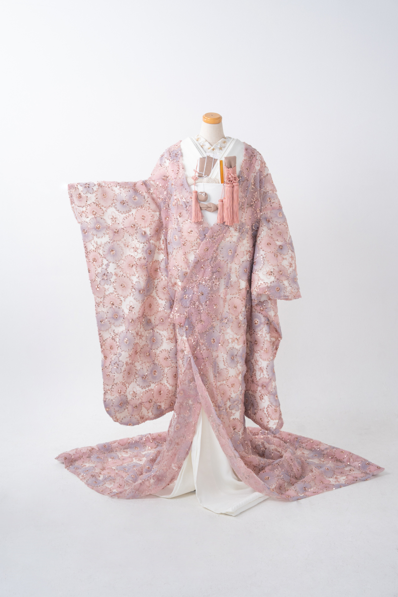 SerinaBridal レース打掛　Pink&times;Blue花柄