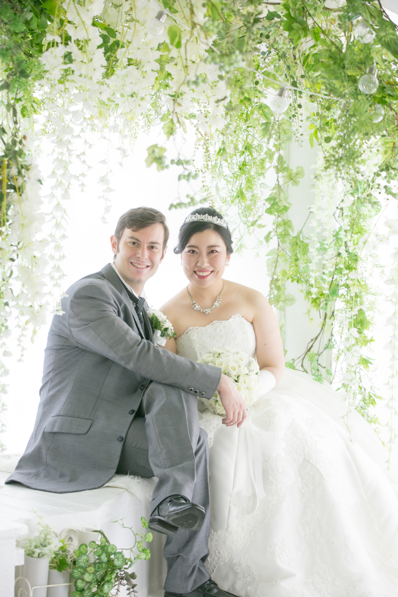 明るいグリーンのお部屋で。