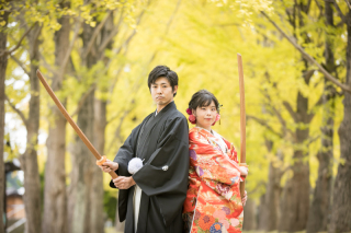 和装で銀杏ロケ+スタジオ撮影