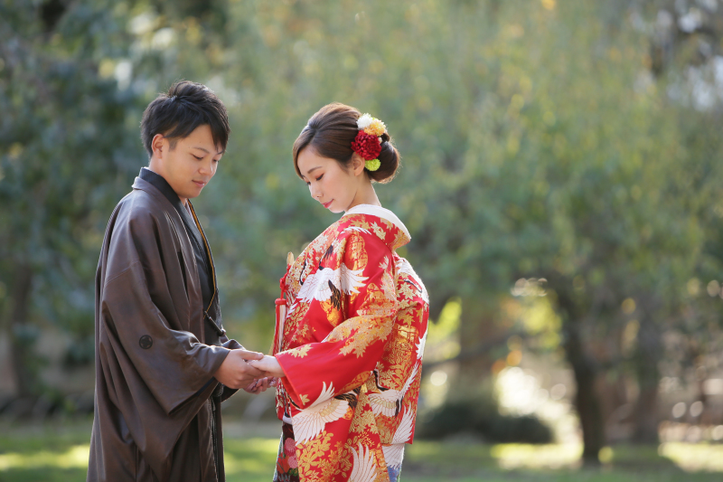 お庭での撮影も