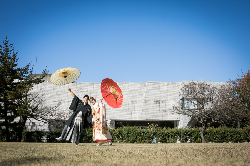 青空と和傘で！