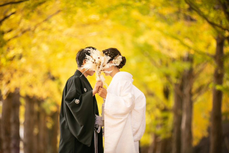 ブーケを持って