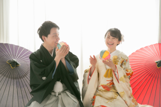 和装2着でスタジオフォトウェディング