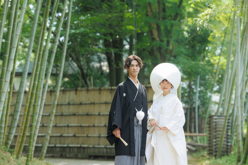 竹林に映える白無垢