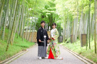 緑の打掛が綺麗です！