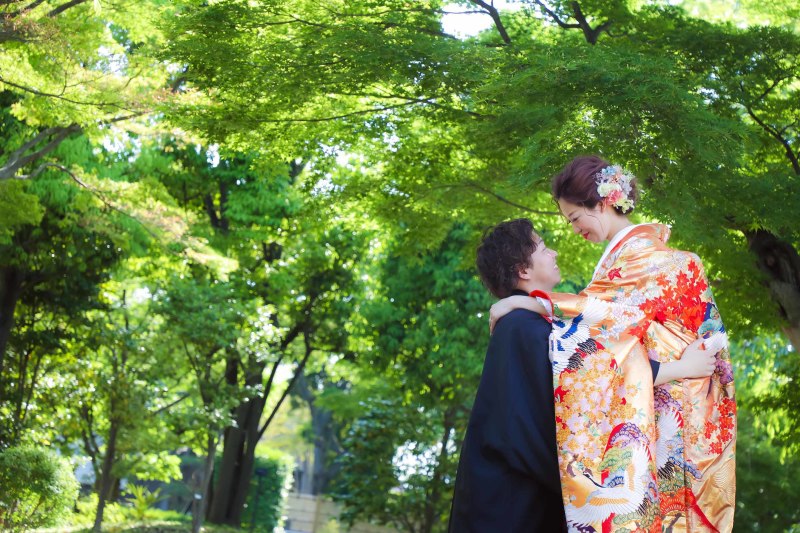 森の中で抱っこショット!