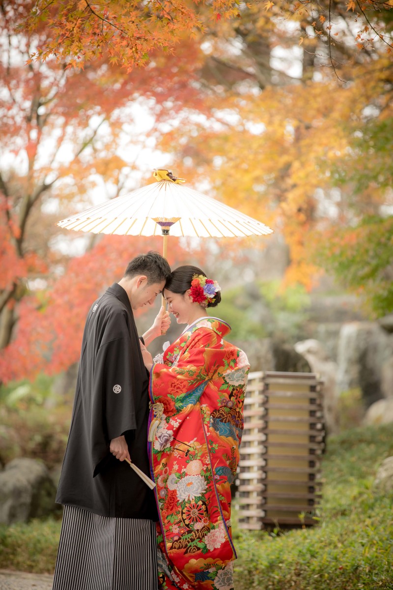 和傘でしっとりと