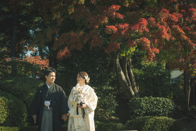 紅葉をバックでのご撮影