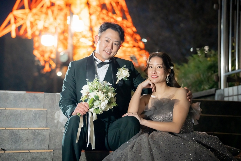 煌めく夜景とボリュームドレス