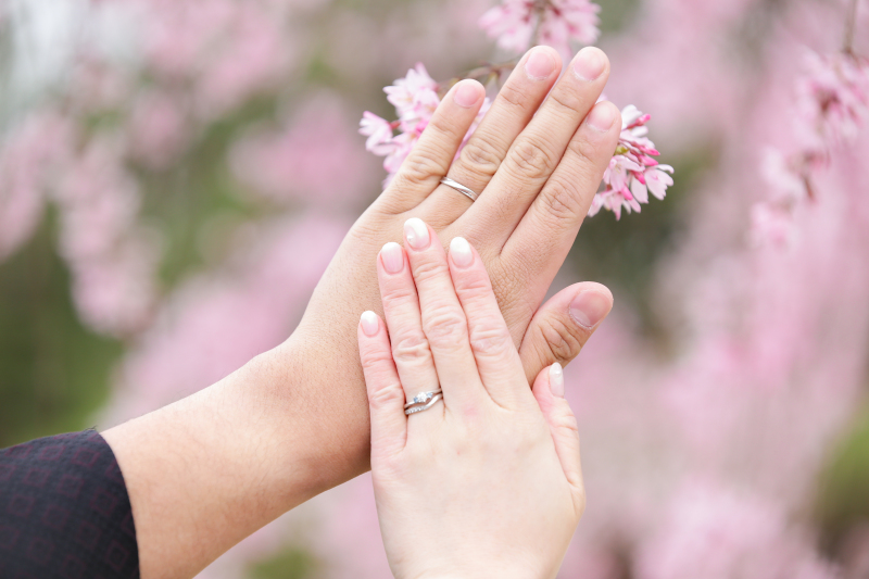 指輪のお写真にも桜を添えて