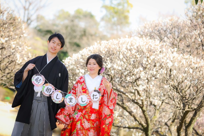 満開の梅と一緒に・・