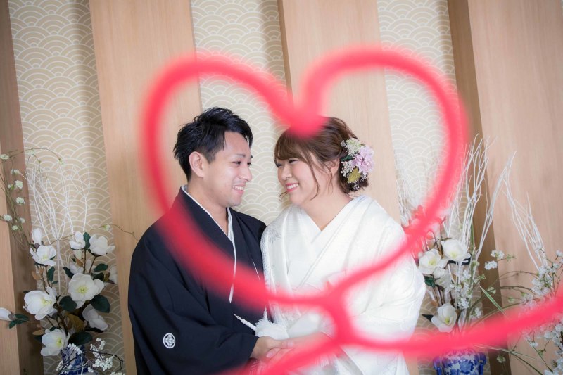 ハートの中でニッコリ