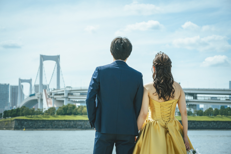 お台場の景色とともに