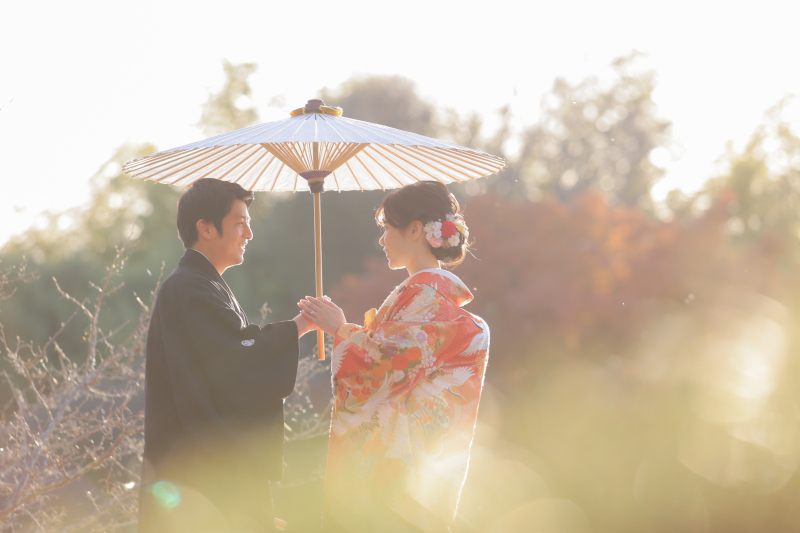 和傘を持っての撮影