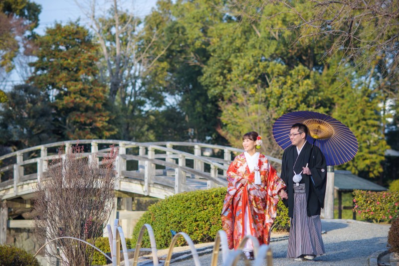 太鼓橋の前で♪